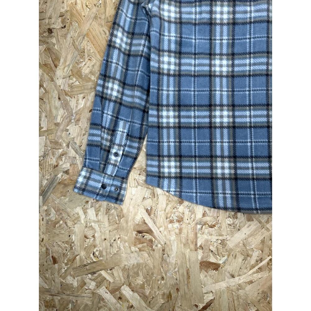 ONeill Fleece Flannel Shirt Mens Medium Blue Plaid Snap Button Long Sleeve - Picture 10 of 14